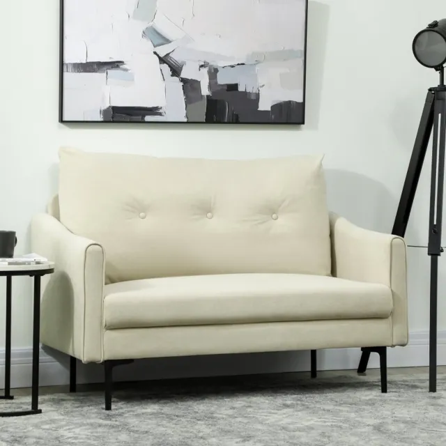 CHICFURN 2-zitsbank - Schuimvulling - Metalen poten - Crèmewit