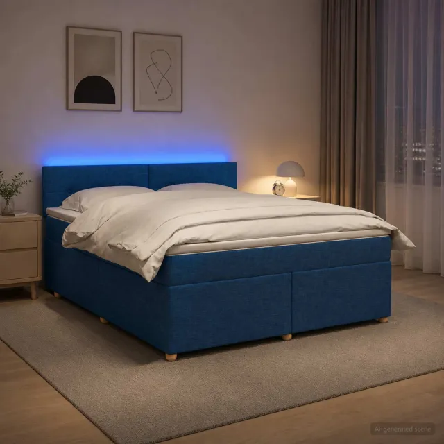 vidaXL Boxspringbed met matras met hoofdeinde Blauw 160 x 200 cm Stof