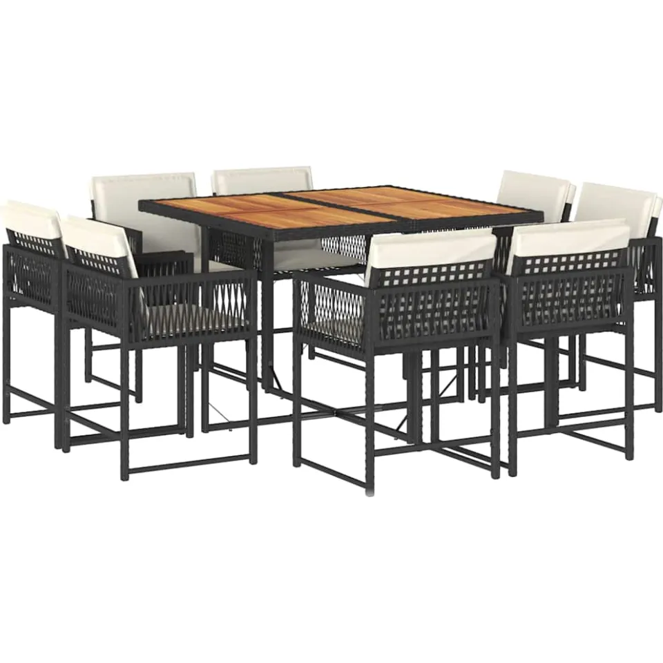 vidaXL 9-delige Tuinset poly rattan zwart, foto 3