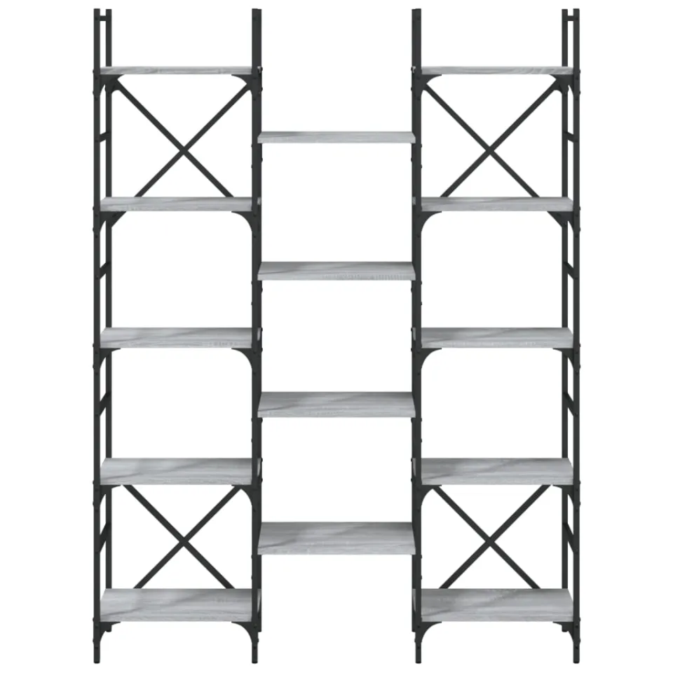 vidaXL Boekenkast 127,5x28,5x172,5 cm bewerkt hout grijs sonoma eiken, foto 4