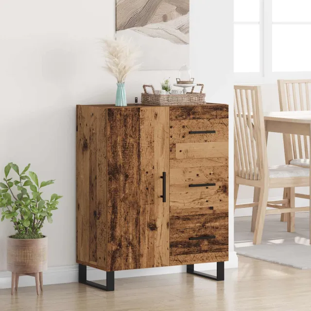 vidaXL Dressoir Oud Hout 69,5 x 34 x 90 cm Gemonteerd hout en ijzer Bruin
