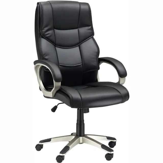 Lunpog Bureaustoel - ergonomisch - directiestoel - bureaustoel - draaistoel - bekleding - in hoogte verstelbaar - 114-124H x 70W x 58Dcm - zwart