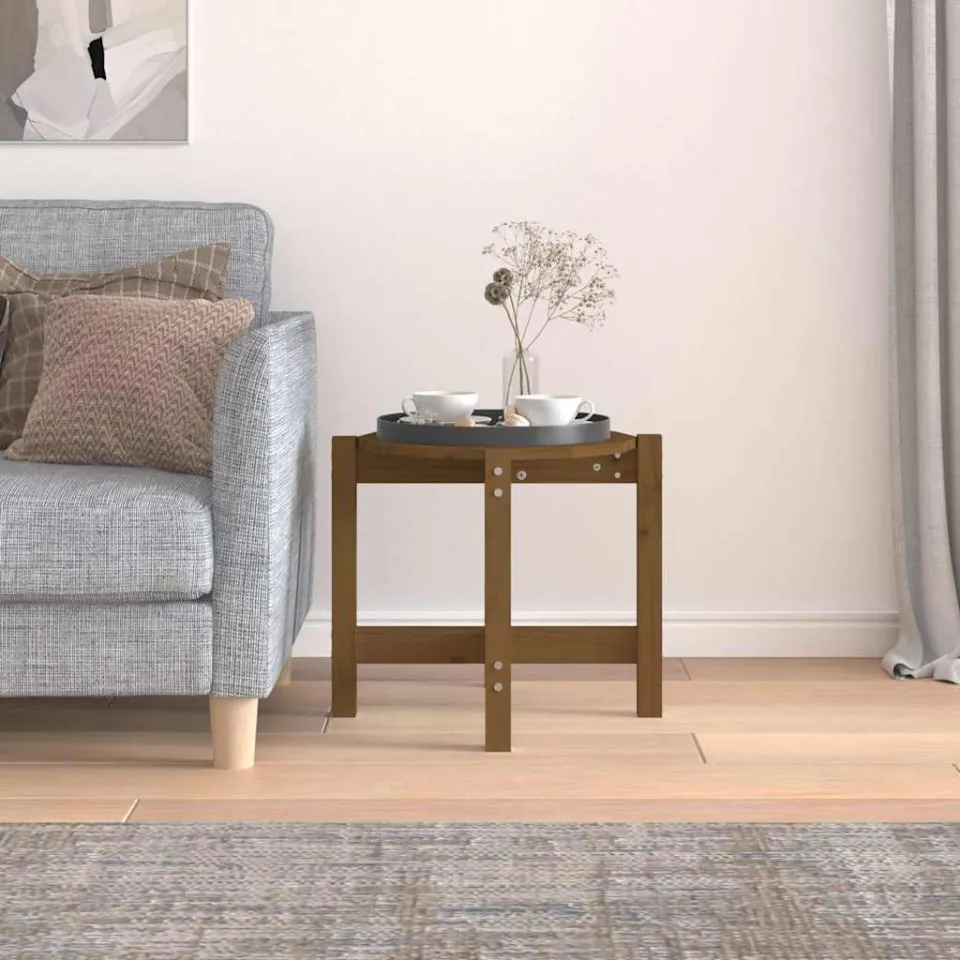 vidaXL Salontafel Ø 52,5x45 cm massief grenenhout honingbruin bruin, foto 3