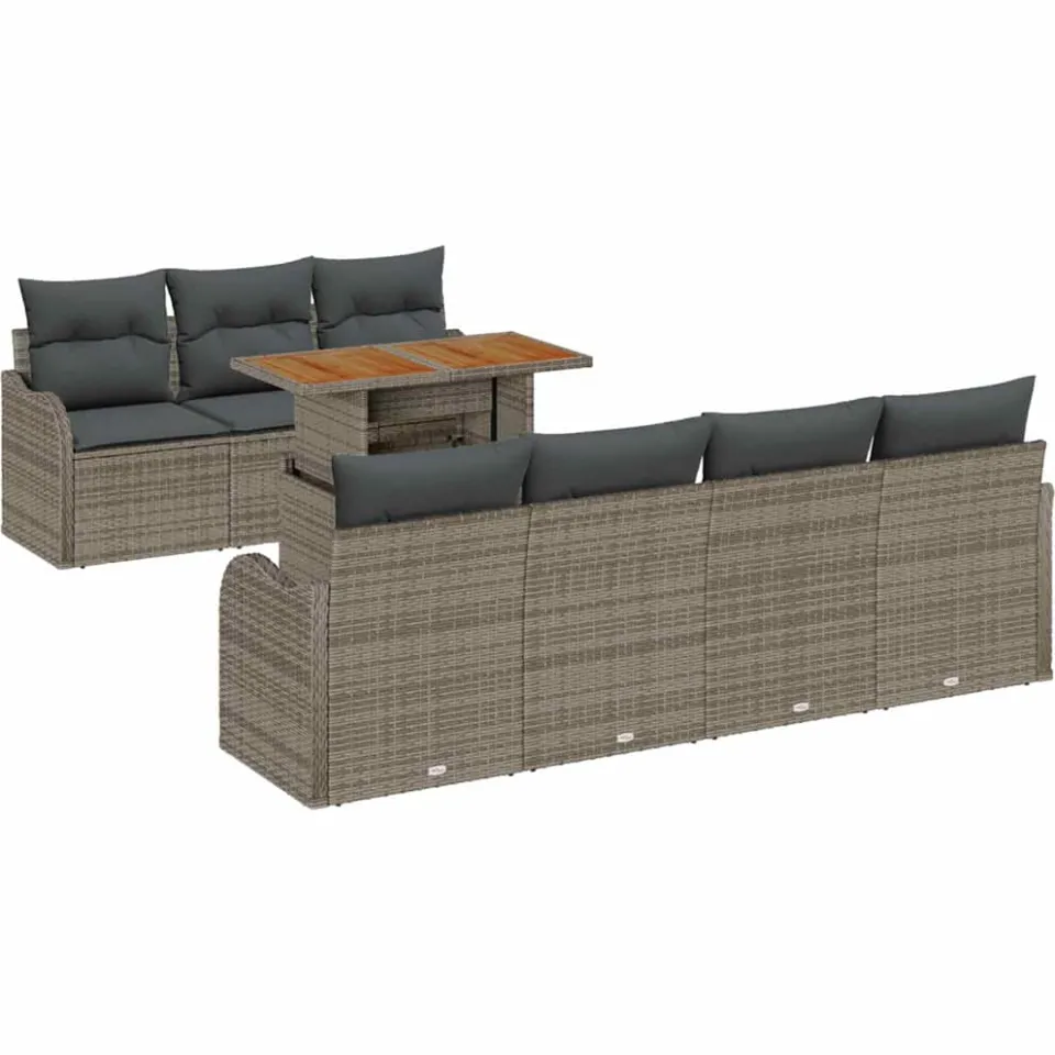 vidaXL Tuin Sofa Set 8 st Grijs Poly riet