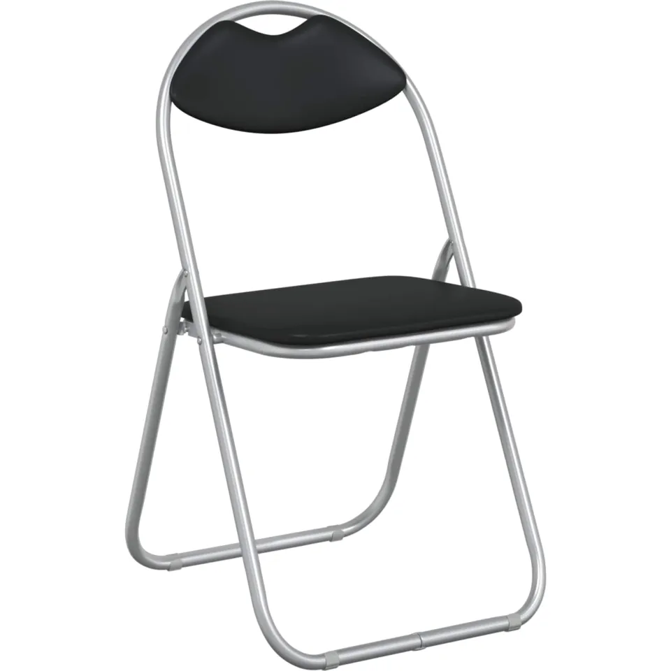 vidaXL Inklapbare stoel 8 st Nep Leer Zwart en Grijs 48 x 43,5 x 81 cm