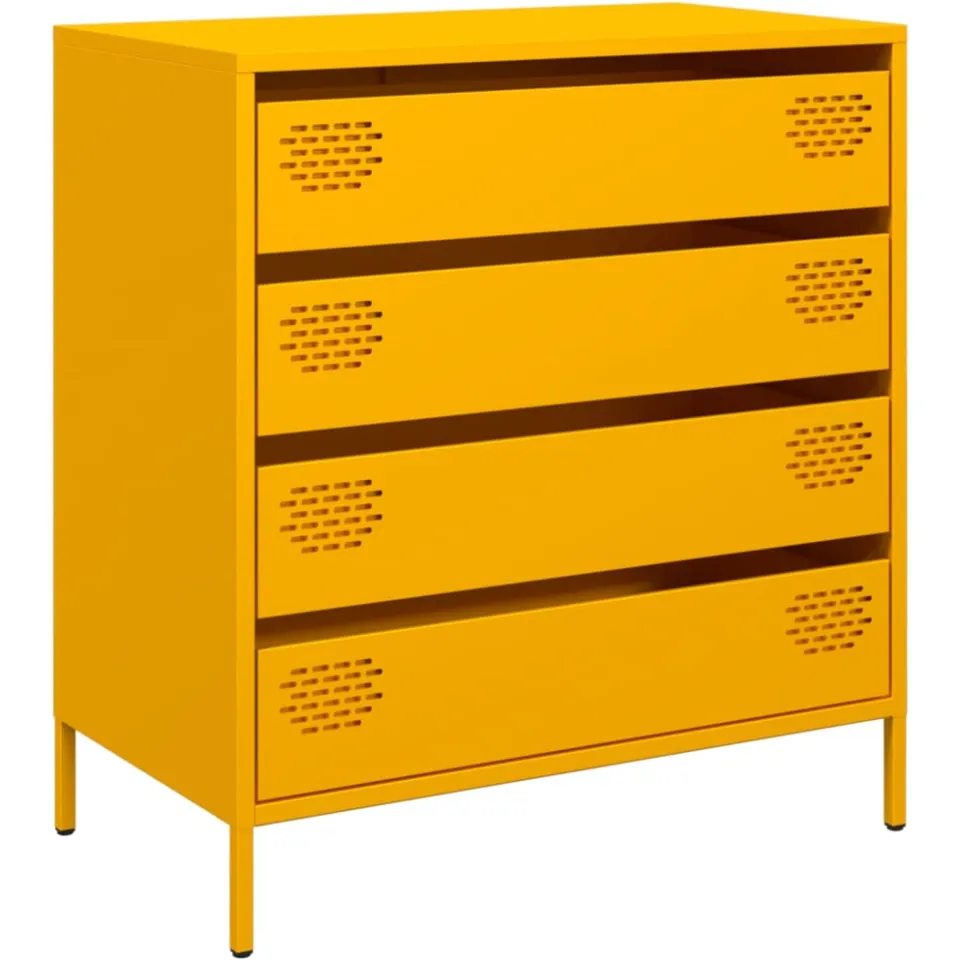 vidaXL Dressoir 68x39x73,5 cm koudgewalst staal mosterdgeel, foto 3