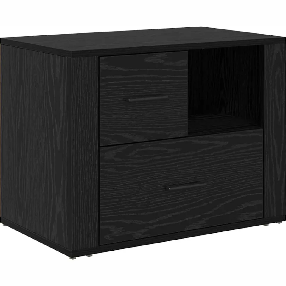 vidaXL Nachtkastje Zwart Eiken 35 x 60 x 50 cm Bewerkt hout, foto 3