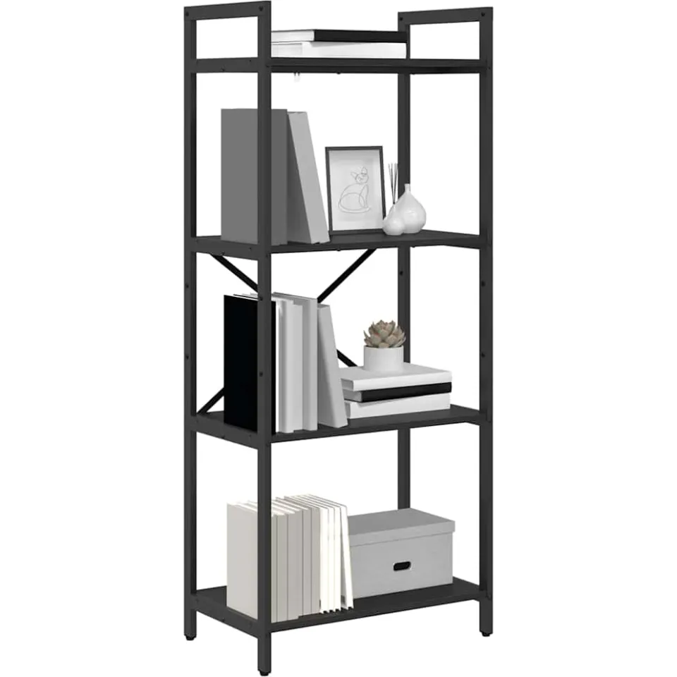 vidaXL Boekenkast 4-laags 56 x 34 x 133,5 cm Bewerkt hout Zwart Eiken