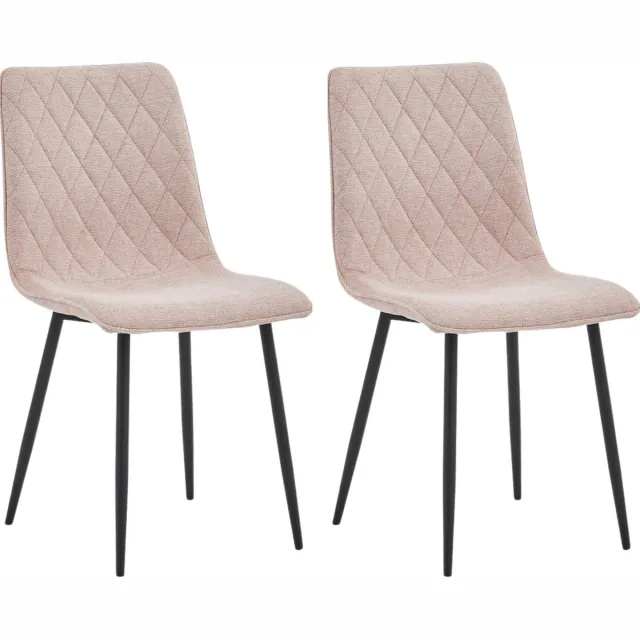 Colenis Elise Eetkamerstoel - Set Van 2 - Roze - Linnen Stof- Industrieel Rose