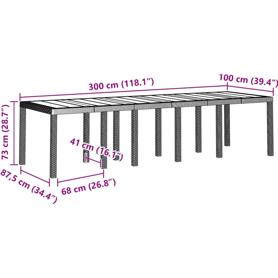 vidaXL Tuin Eetset 13 st Bruin Poly riet