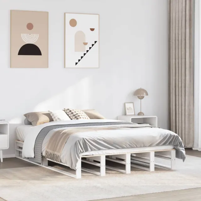 vidaXL Bedframe zonder matras massief grenenhout wit 140x200 cm