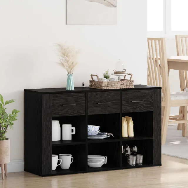 vidaXL Dressoir Zwart Eiken 100 x 30 x 59,5 cm Bewerkt hout