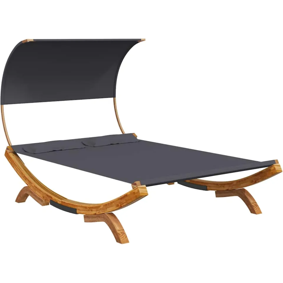 vidaXL Loungebed met luifel 165x203x126 cm gebogen hout antracietkleur, foto 4