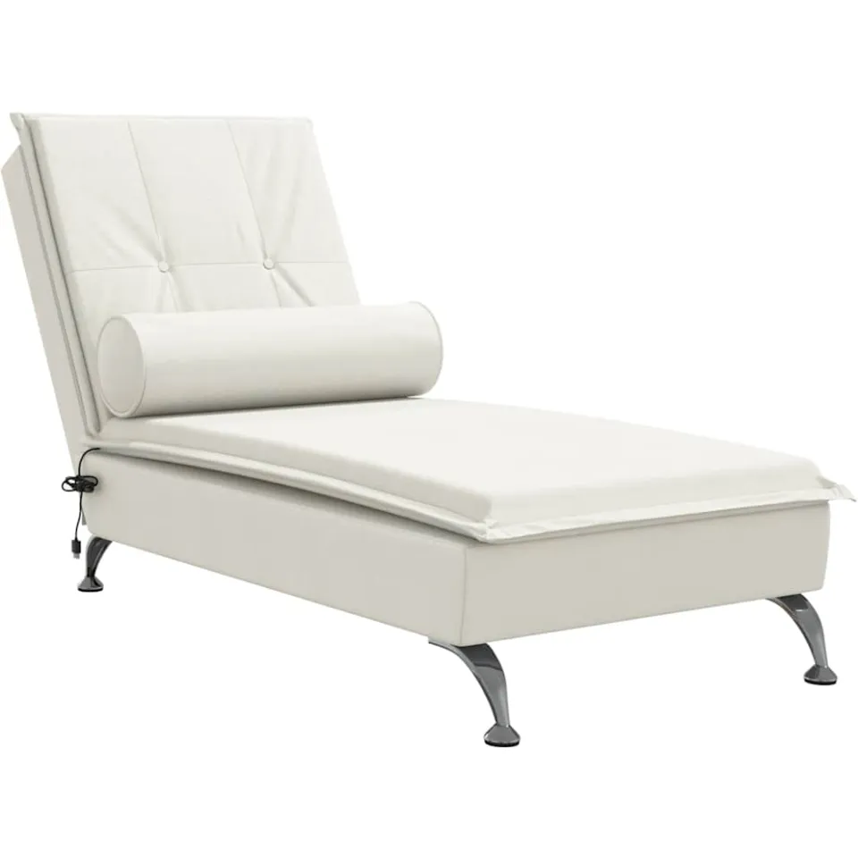 vidaXL Massage chaise longue met bolster fluweel roze Crème