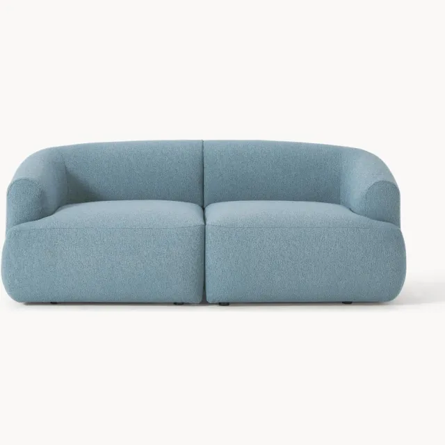 Westwing Collection Modulaire bouclé bank Sofia (2-zits) Blauw