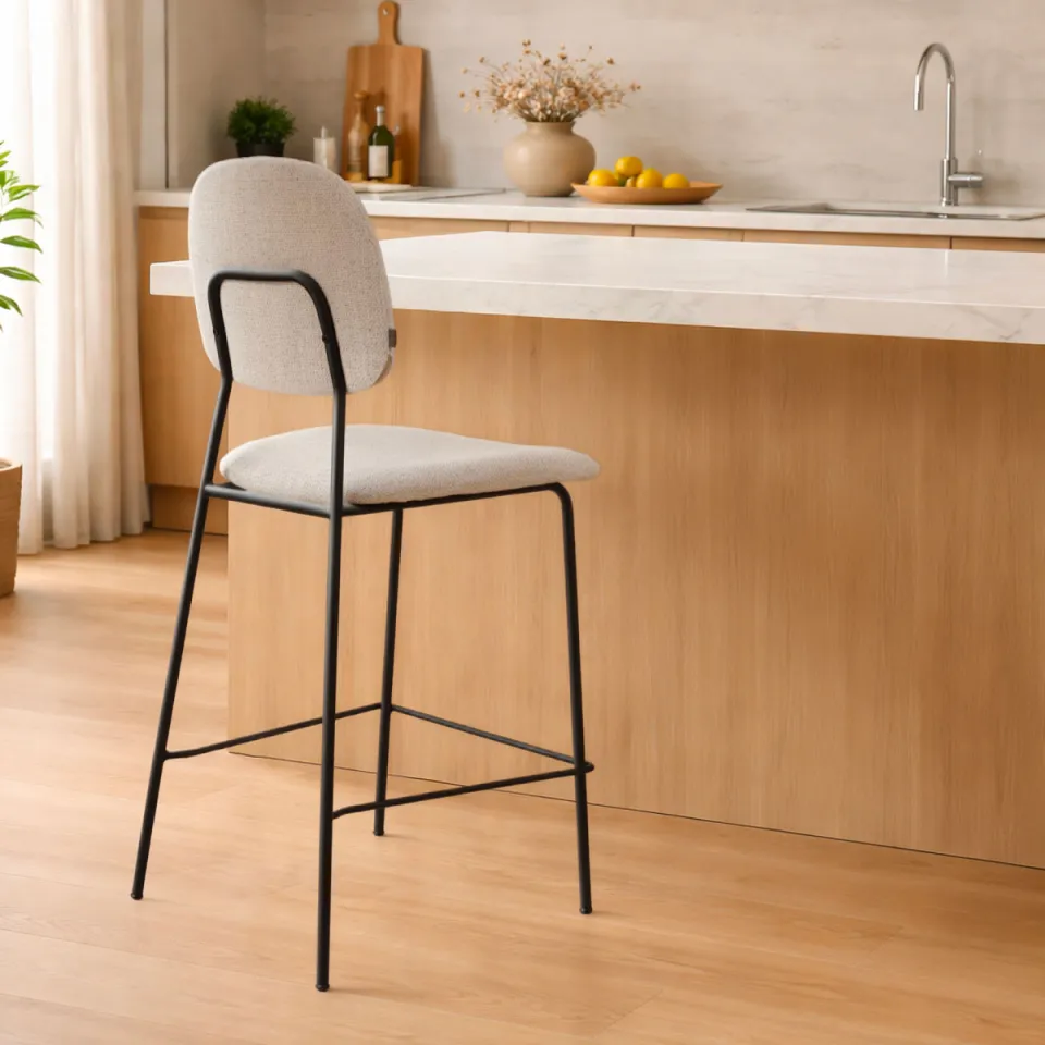 Nolon Jasmijn barkruk beige melange - zwart onderstel - 65 cm, foto 2