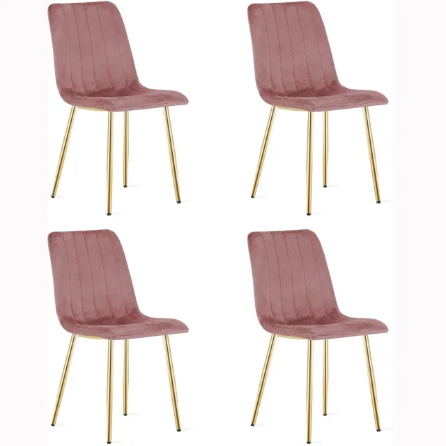 Oskar LAVA Eetkamerstoelen – Set van 4 – Groen Velvet – Goudkleurige Metalen Poten – Comfortabele Gestoffeerde Zitting – Modern Design – Velvet Stoel voor Woonkamer, Keuken en Eetkamer – Max. 110 kg per Stoel