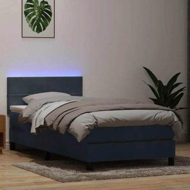 vidaXL Boxspring met matras en LED fluweel donkergrijs 80x220 cm