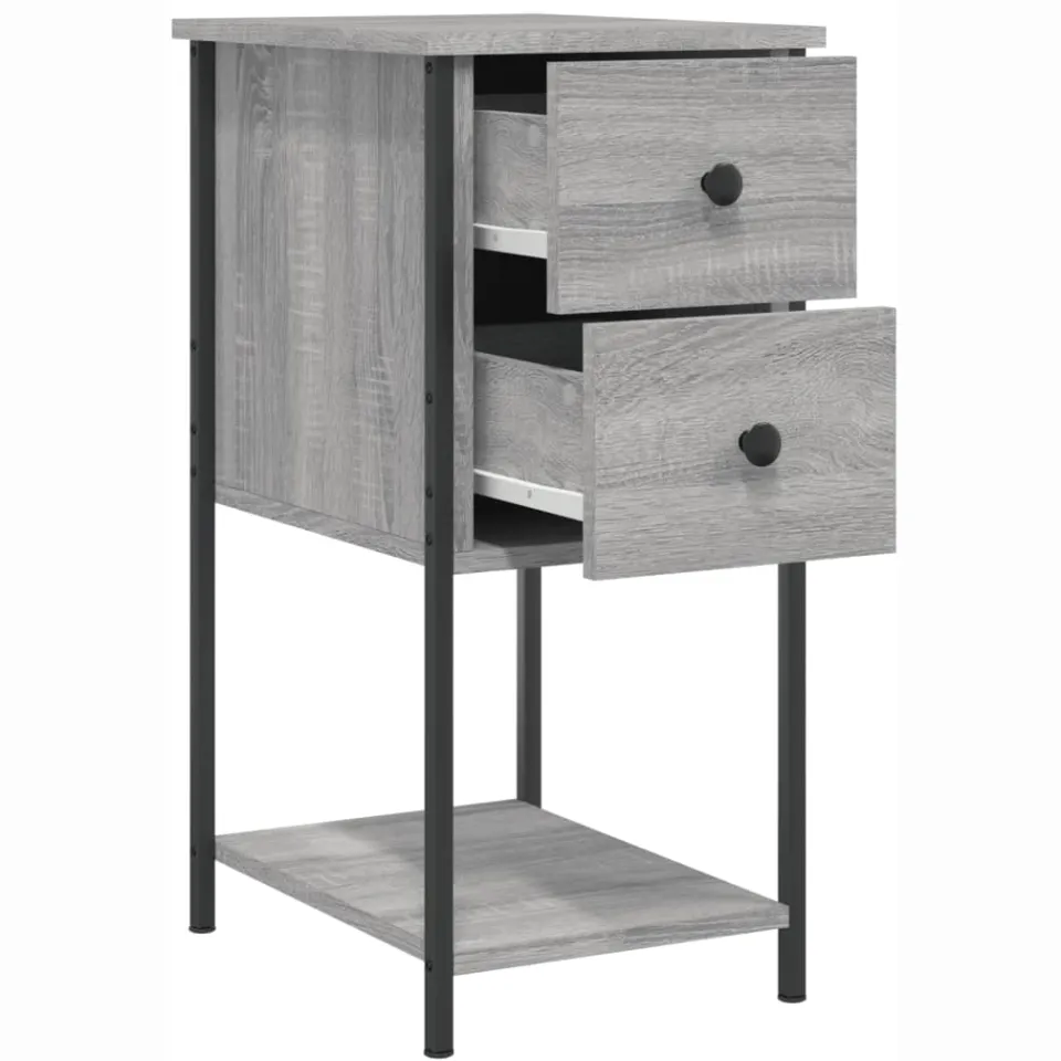 vidaXL Nachtkastje 32x42x70 cm bewerkt hout grijs sonoma eikenkleurig