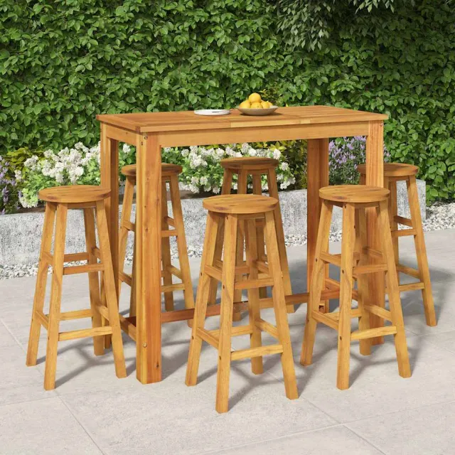 vidaXL 7-delige Tuinbarset massief acaciahout bruin, foto 2
