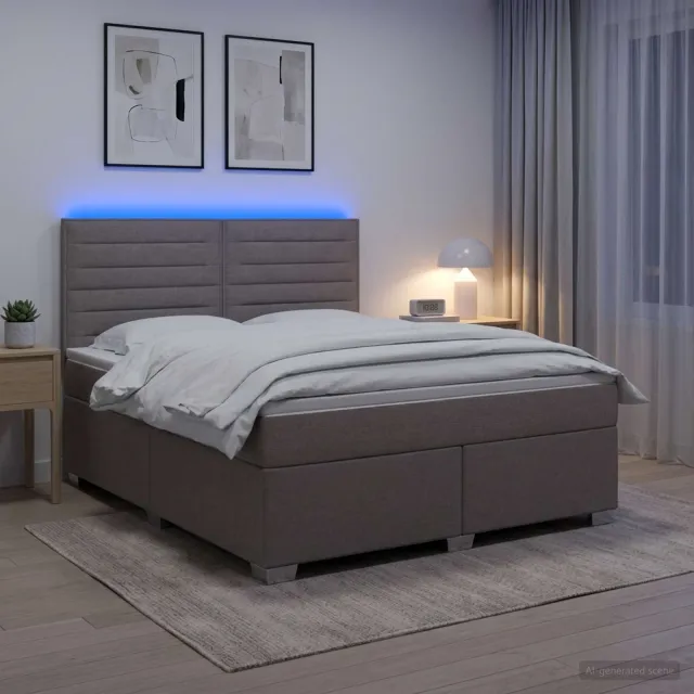vidaXL Boxspringbed met matras met hoofdeinde Taupe 140 x 190 cm Stof