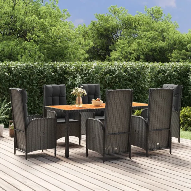 vidaXL 7-delige Tuinset met kussens poly rattan zwart, foto 2