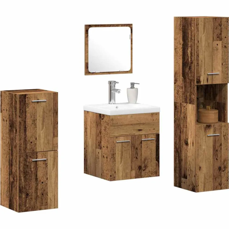 vidaXL Badkamermeubelset 5 st Oudhout 41 x 38,5 x 46 cm Bewerkt hout Bruin