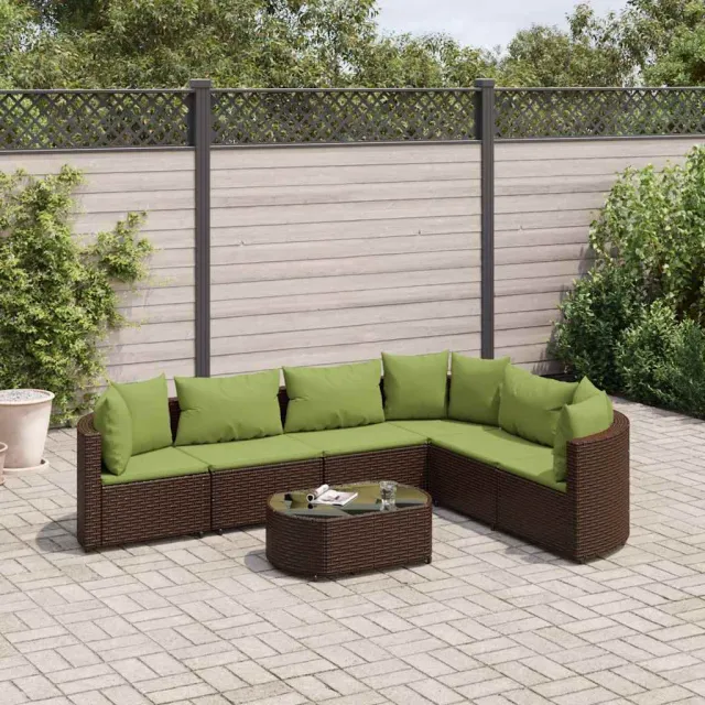 vidaXL 7-delige Loungeset met kussens poly rattan bruin, foto 2