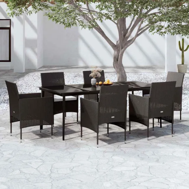 vidaXL 7-delige Tuinset met kussens zwart, foto 2