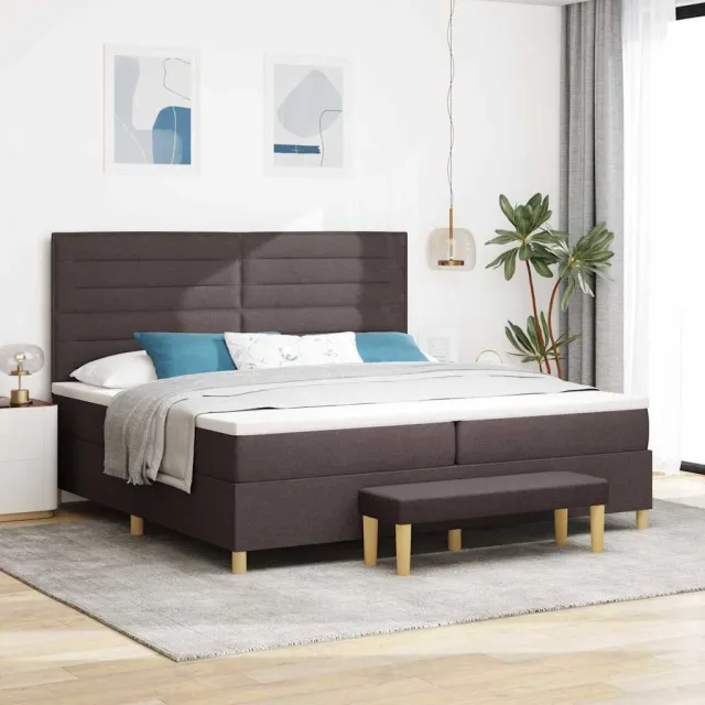 vidaXL Boxspring bed met matras Donkerbruin 200 x 200 cm Stof