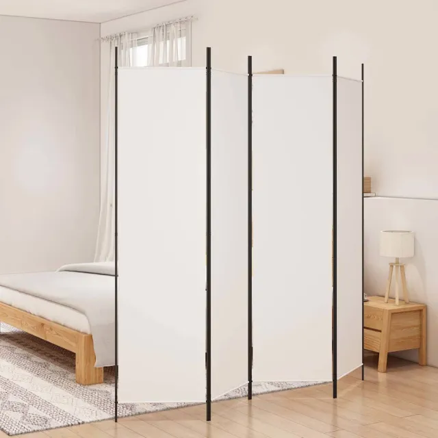 vidaXL Kamerscherm met 4 panelen 200x200 cm stof wit, foto 2