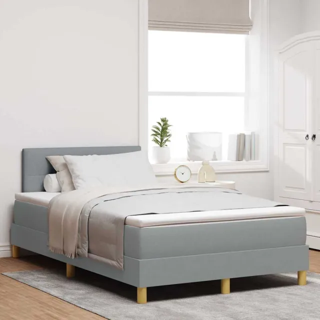 vidaXL Boxspring bed met LED-stripverlichting Taupe 120 x 200 cm Stof