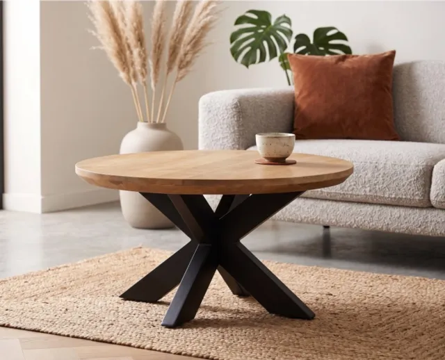 Meubelplaats Salontafel Colorado rond mangohout 80x80x40 cm - Naturel
