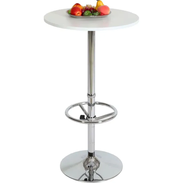 Cosmo Casa Bar Tafel - Bistro Tafel - Receptietafel - Bari met Voetensteun - Ø60cm - Wit