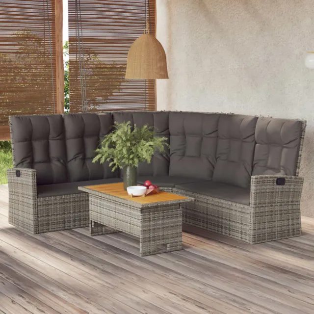 vidaXL 2-delige Loungeset met kussens poly rattan grijs, foto 2