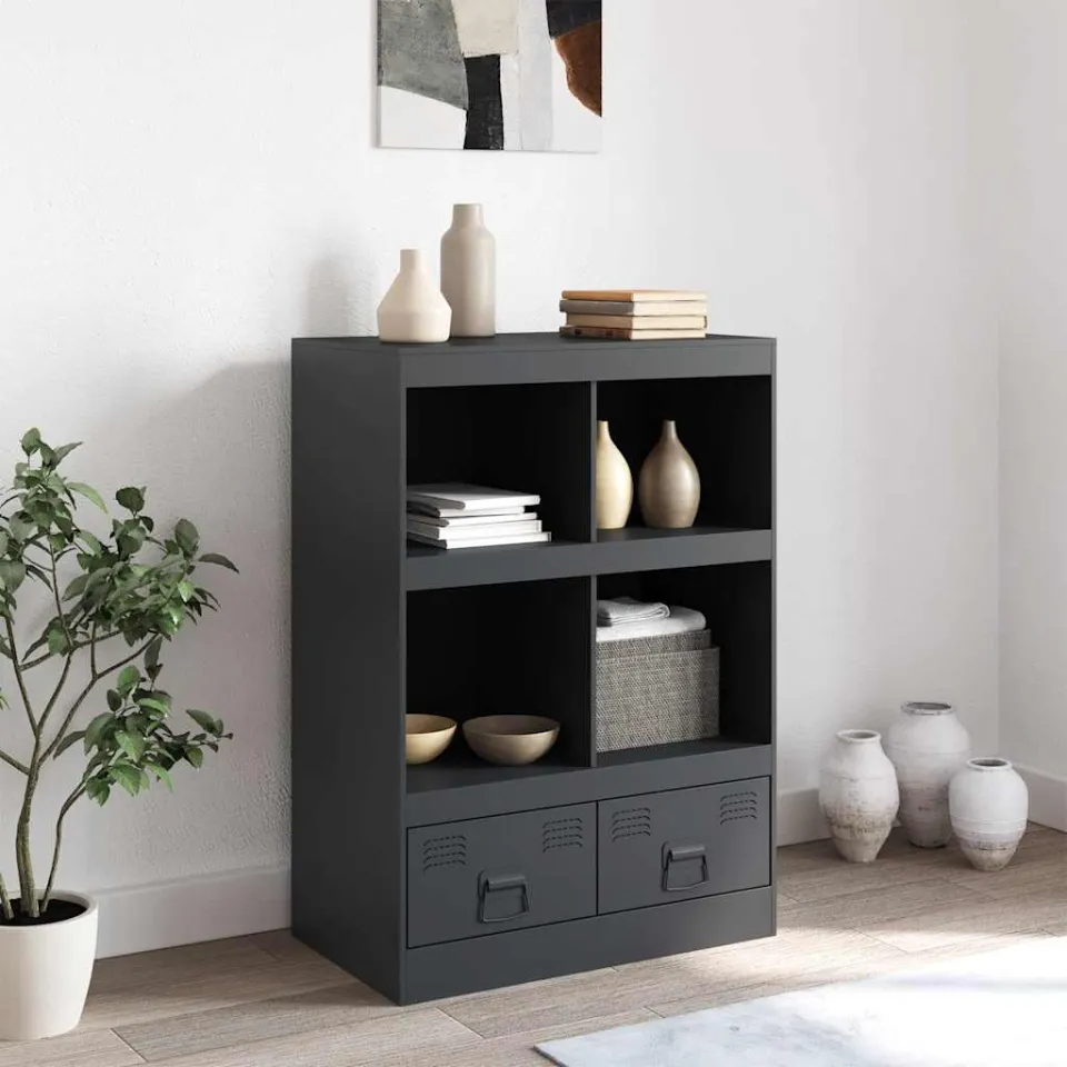 vidaXL Hoge kast 67x39x95 cm staal antracietkleurig, foto 3
