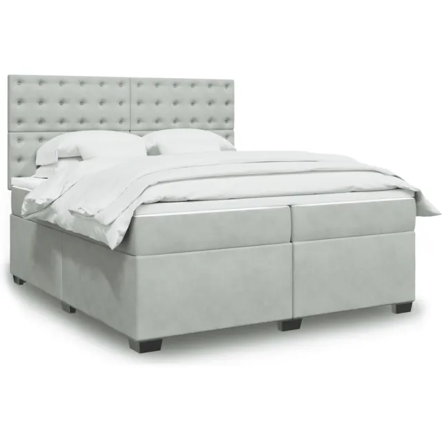 vidaXL Boxspring met matras fluweel lichtgrijs 200x200 cm grijs