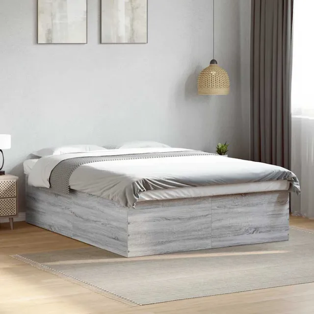 vidaXL Bedframe bewerkt hout grijs sonoma eikenkleurig 150x200 cm