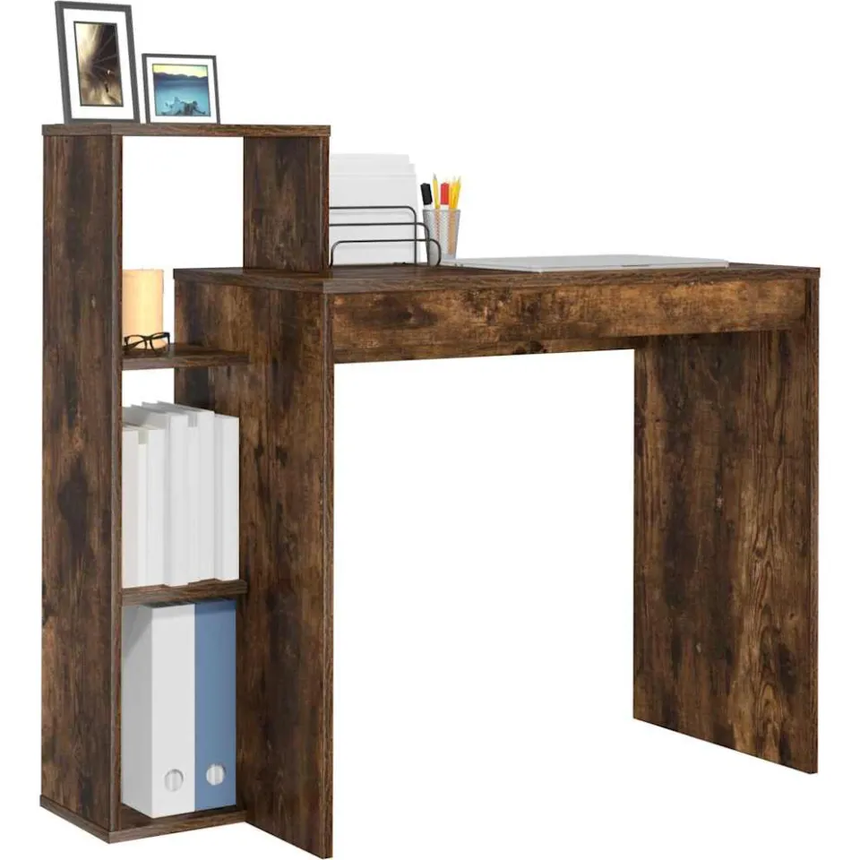vidaXL Bureau Gerookt eiken 100 x 40 x 90 cm Bewerkt hout Bruin