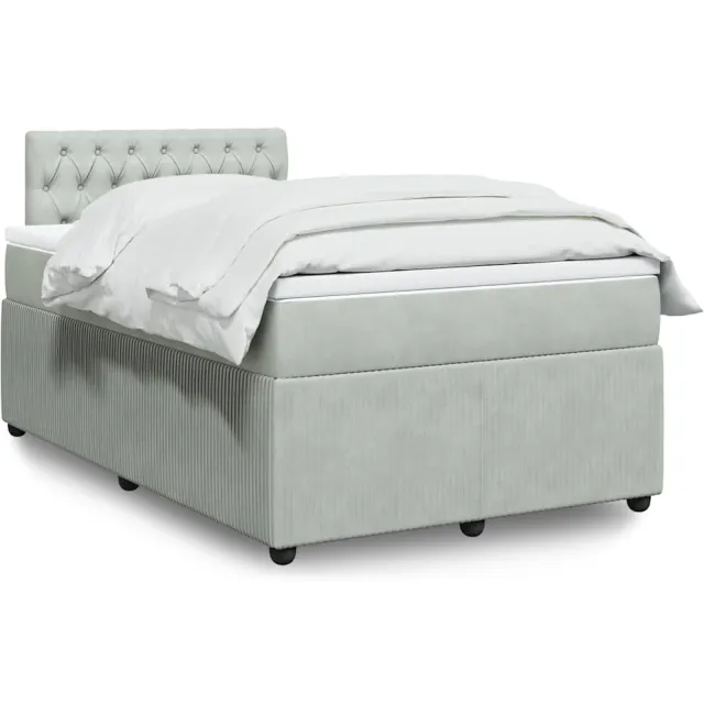 vidaXL Boxspring met matras fluweel lichtgrijs 120x190 cm grijs