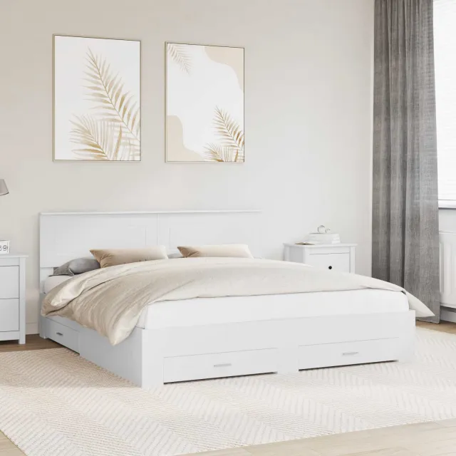 vidaXL Bedframe met lade met hoofdeinde Wit 180 x 200 cm Bewerkt hout