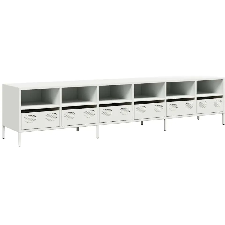 vidaXL Tv-meubel 202x39x43,5 cm koudgewalst staal wit, foto 3