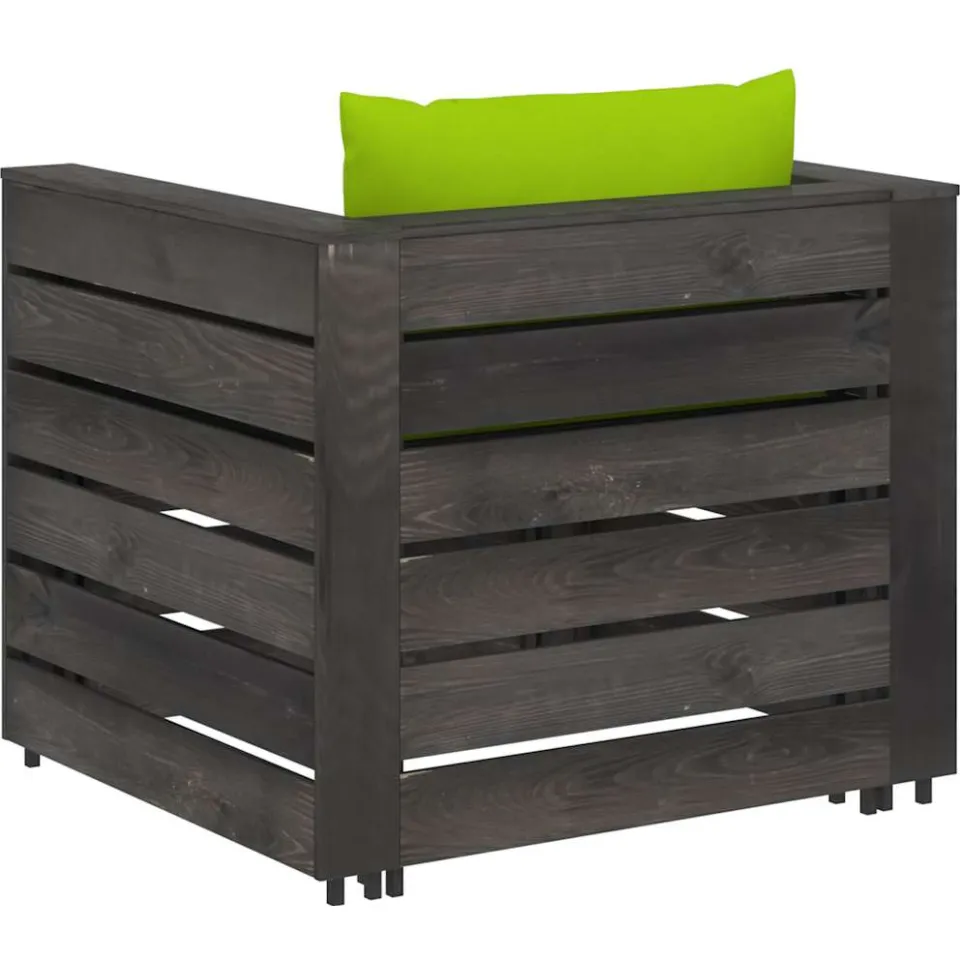 vidaXL 2-delige Loungeset met kussens grijs geïmpregneerd hout, foto 4