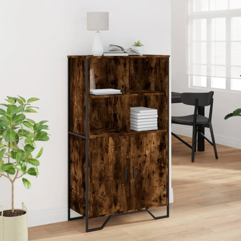 vidaXL Hoge kast 79,5x35,5x137,5 cm bewerkt hout gerookt eikenkleurig, foto 2