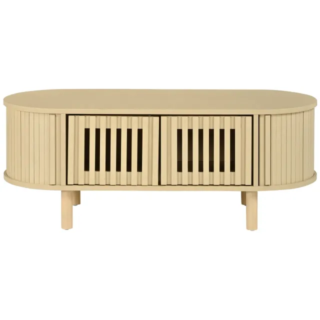 SONNENH Salontafel - Lamellenfront en houten poten - 100 x 40 x 38 cm - Lichte houtlook