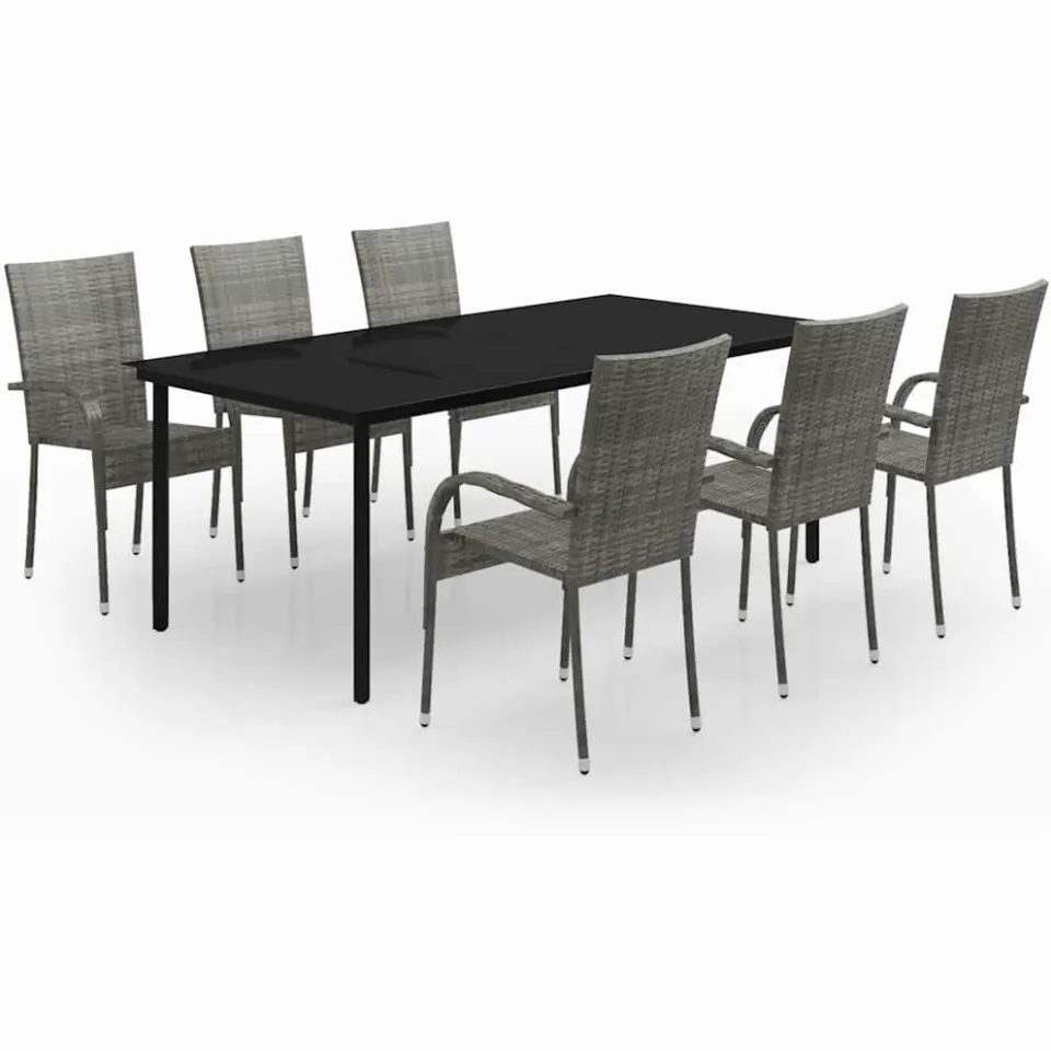 vidaXL 7-delige Tuinset grijs en zwart, foto 3