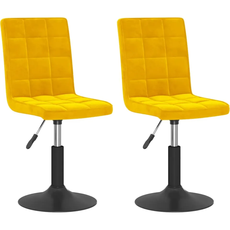 vidaXL Eetkamerstoelen draaibaar 2 st fluweel mosterdgeel, foto 3