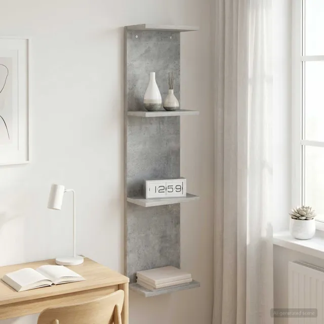 vidaXL Wandplank Betongrijs 22 x 15 x 100 cm