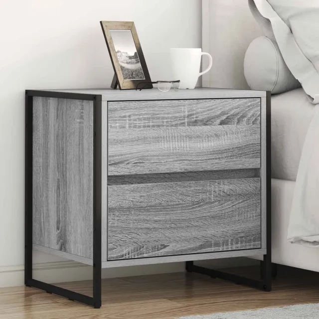 vidaXL Nachtkastje Grijs Sonoma 50 x 39,5 x 50 cm Bewerkt hout, foto 2