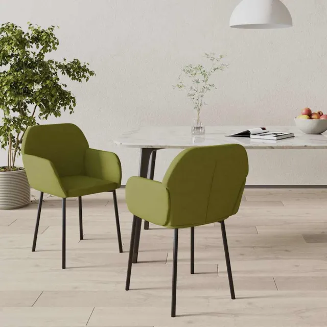vidaXL Eetkamerstoelen 2 st fluweel lichtgroen groen, foto 2